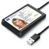 CSL Speicherkartenleser USB Smart Card Reader mit NFC, Chipkartenleser, SIM Kartenlesegerät, für Personalausweis Gesundheitskarte Bankkarte, Win 11 komp. schwarz