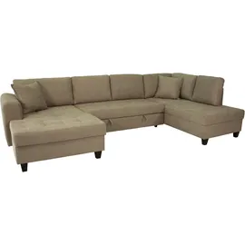 trends by hg Wohnlandschaft Polyester U-Form 3-Sitzer Braun