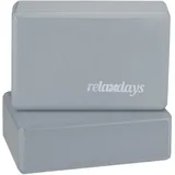 Relaxdays Yogablock 2er Set, Klötze für Übungen, Hartschaum, Rutschfest, Würfel HBT: 8x23x15 cm, Grau