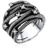 Lulu & Jane Ring Metall-Legierung Glas in silber | Gr.: 56