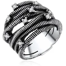 Lulu & Jane Ring Metall-Legierung Glas in silber | Gr.: 56