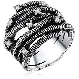 Lulu & Jane Ring Metall-Legierung Glas in silber | Gr.: 56
