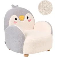 Beliani Kindersessel Pinguin grau/weiß  mit Bouclé