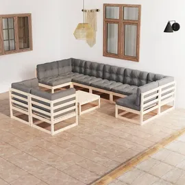 vidaXL Garten-Lounge-Set 10-tlg. natur/grau 3077259