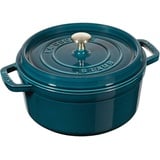 STAUB Gusseisen Bräter/Cocotte, Rund 20 cm, 2,24 L, Aromaregen Funktion, Für alle Herdarten geeignet, La Mer