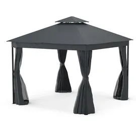 Blumfeldt Mondo Dual Pavillon 3 x 3 m inkl. Moskitonetz Silber