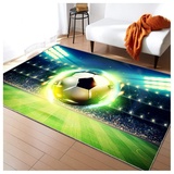 HAZARA Fußballplatz Spielteppich, Eisfeuer Fußball Bedruckt Großflächige Teppiche Sport rutschfest Spielteppich 3D Fußball Mit Flammen Bedruckten Teppichen Für Schlafzimmer(A,180x280cm/6x9ft)