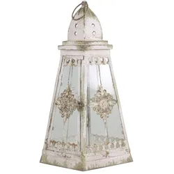 Chic Antique Dekor Laterne creme, H46,5/L19,5/B19,5 cm, antik creme
