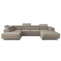 Sofnet Wohnlandschaft Caris U mit Schlaffunktion und einstellbare Kopfstützen, Ecksofa mit zwei Bettkästen, Couch, Sofa, Bettsofa (Beige (Paros 02), Ecksofa Rechts)