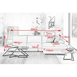 KAWOLA Sofa LOLA Ecksofa XL Stoff cognac mit motorischer Relaxfunktion Recamiere rechts - Braun