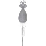 B2S BACK2SEASON Metall Stab Frosch mit Regenmesser Grau Niederschlagsmesser Wetterstation H=66 cm