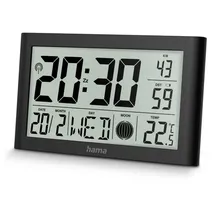 Hama 00222217 Funkuhr mit Thermometer/Hygrometer, Schwarz