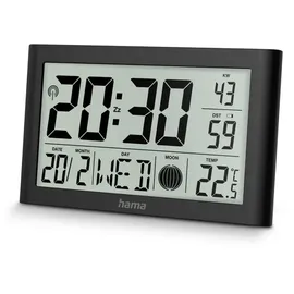 Hama 00222217 Funkuhr mit Thermometer/Hygrometer, Schwarz