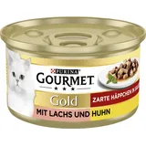 Purina Gourmet Gold Zarte Häppchen in Sauce mit Lachs und Huhn