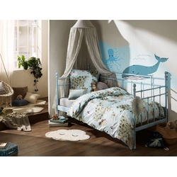 Bettwäsche »Mako Satin Kinder Bettwäsche Tiere & Weltkarte«, BETTWAESCHE-MIT-STIL, Mako Satin, 2 teilig blau