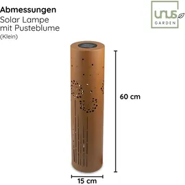 UNUS UNUS® Solarleuchte Garten, wetterfest, Außenbereich, 2er Set Pusteblume - Braun