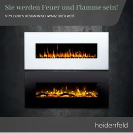 Heidenfeld Home & Living Heidenfeld Elektrokamin HF-WK300, elektrischer Kamin mit 3D-Flammeneffekt, 1500W, 3J Garantie, Timer (Schwarz, 107.0 x 55.0 cm)
