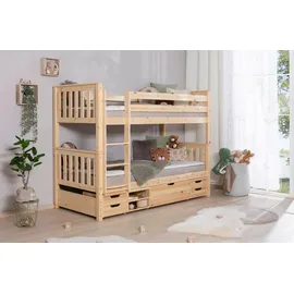 Livetastic Etagenbett Sammy 90 x 200 cm  inkl. Funktionsschubkasten Kiefer massiv natur