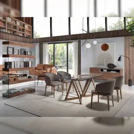 ac angel cerda Angel Cerdá Esstisch Rechteckig gehärtetes Glas aus walnussfarbenes Holz 1102