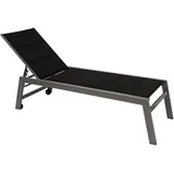 DEGAMO Rollenliege GIRONA extra hoch, Aluminium silber + Textilgewebe gepolstert schwarz