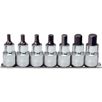 KS Tools 1/2" CHROMEplus Bit-Stecknuss-Satz Innensechskant, 7-teilig 5-14mm,kurz