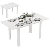 HOMCOM Esstisch ausziehbar 120-160 x 80 cm Küchentisch für 4-6 Personen Modern Esszimmertisch für Küche, Esstisch, Esszimmer, Hochglanzweiß
