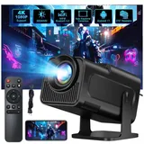 Beamer, Mini Beamer Handy Outdoor, 4K 1080P Full HD Bluetooth/WiFi, Mini Projektor, Auto-Trapezkorrektur Einstellbarer Zoom, Portable Projektor Klein