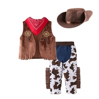 Lito Angels Cowboy Kostüm Kleidung Verkleidung mit Bandana, Weste und Hut für Kinder Jungen Größe 6-7 Jahre 122, Braun (Tag-Nummer 130)