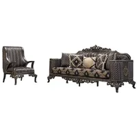 Xlmoebel Sofa Klassisches Barock-Sofa Set mit 3+1 Sitzen, Luxus Chesterfield, 2 Teile, Hergestellt in Europa schwarz