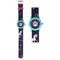 Kinderuhr mit Quarzuhrwerk Einhorn dunkelblau