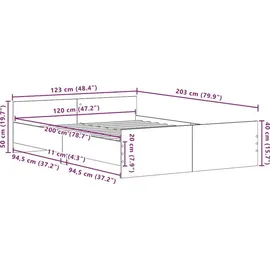 vidaXL Bettgestell ohne Matratze Schwarz Eichen-Optik 120x200 cm