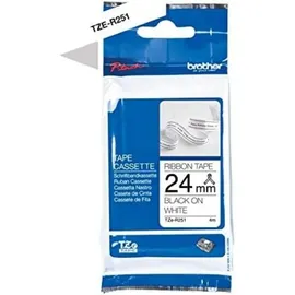 Brother TZe-R251 Textilband – schwarz auf weiß