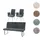 Mendler Esszimmer-Set HWC-G55, 2er-Set Stuhl mit Armlehne+Sitzbank 180cm, Edelstahl gebürstet Stoff/Textil Chenille ~ blau-grün