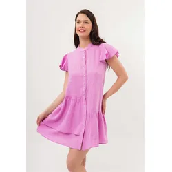 Jerseykleid FRESHLIONS "Jolin", Damen, Gr. S, EURO-Größen, pink, 100% Leinen, casual, normal, Kurzarm, Kleider, mit zarten Volantärmeln