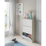 freiraum Schuhkommode Shoe cabinet, in Eiche/Weiß Hochglanz - 60x113x22 (BxHxT) braun