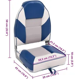vidaXL Bootssitz mit Hoher Rückenlehne 39 x 43 x 58 cm blau