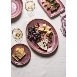 6x Bonna Aura Blackberry Moove Platte rechteckig 34x16cm 2,5cm hoch Lila Creme Beerenton Porzellan ABBMOV35DT Servierplatten Speise Geschirr