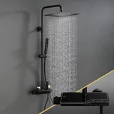 dylin gmbh Görbach Regendusche Duschset mit Duscharmatur Matt Schwarz 3030MB