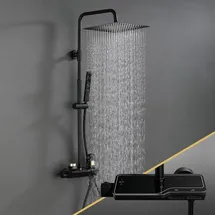dylin gmbh Görbach Regendusche Duschset mit Duscharmatur Matt Schwarz 3030MB