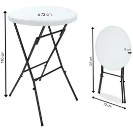 CASARIA Stehtisch Ø 72 x 110 cm weiß klappbar 2 St.