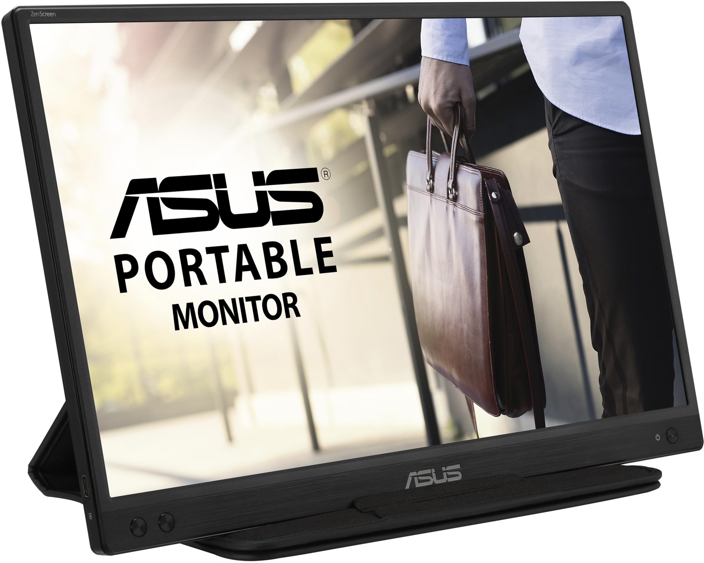 ASUS ZenScreen Portable Monitor 15.6" 1080P FHD Laptop Monitor (MB166C) - IPS USB-C Travel Monitor, Flicker-free and Blue Light Filter w/Smart Cover, External Monitor For Laptop & Macbook, schwarz