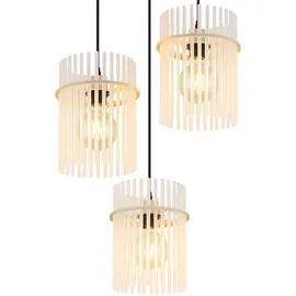 GLOBO Hängelampe 3-flg. 47 cm rund/beige/Glas
