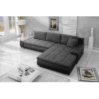 Furnix Ecksofa TOMMASO Sofa Schlaffunktion mit Bettkasten Kissen Couch, B297 x H85 x T210 cm, hochwertig, Made in EU grau|schwarz