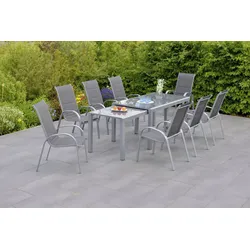 Garten-Essgruppe MERXX "Amalfi di Lusso", silber (silber, anthrazit), Polyester, Aluminium, Polyester, Sitzmöbel-Sets