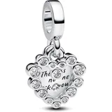 Pandora Funkelnder Doppel-Herzanhänger Silber 793765C01