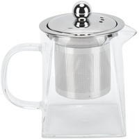 Teekanne Glas, Teekanne mit Abnehmbarem Edelstahl Siebeinsatz Hitzebeständigem Klarglas Glaskanne für Losen Tee(350ml/11.8oz)