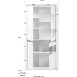 Home Affaire Vitrine Carat 100 x 35 x 198 cm Weiß