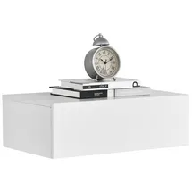 [en.casa] Wandregal Oslo mit Schublade Nachttisch schwebende Nachtkommode Hängeregal Wandboard Nachtkonsole 46x30x15cm Weiß matt