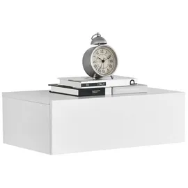 [en.casa] Wandregal Oslo mit Schublade Nachttisch schwebende Nachtkommode Hängeregal Wandboard Nachtkonsole 46x30x15cm Weiß matt