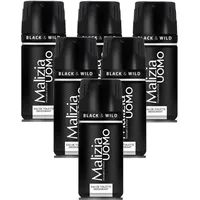 Malizia Uomo Parfum d'Intesa Deodorant Spray 150 ml – Eau de Toilette für Herren, intensiver und langanhaltender Duft, Frische für den ganzen Tag (Black&Wild 6 Einheiten)